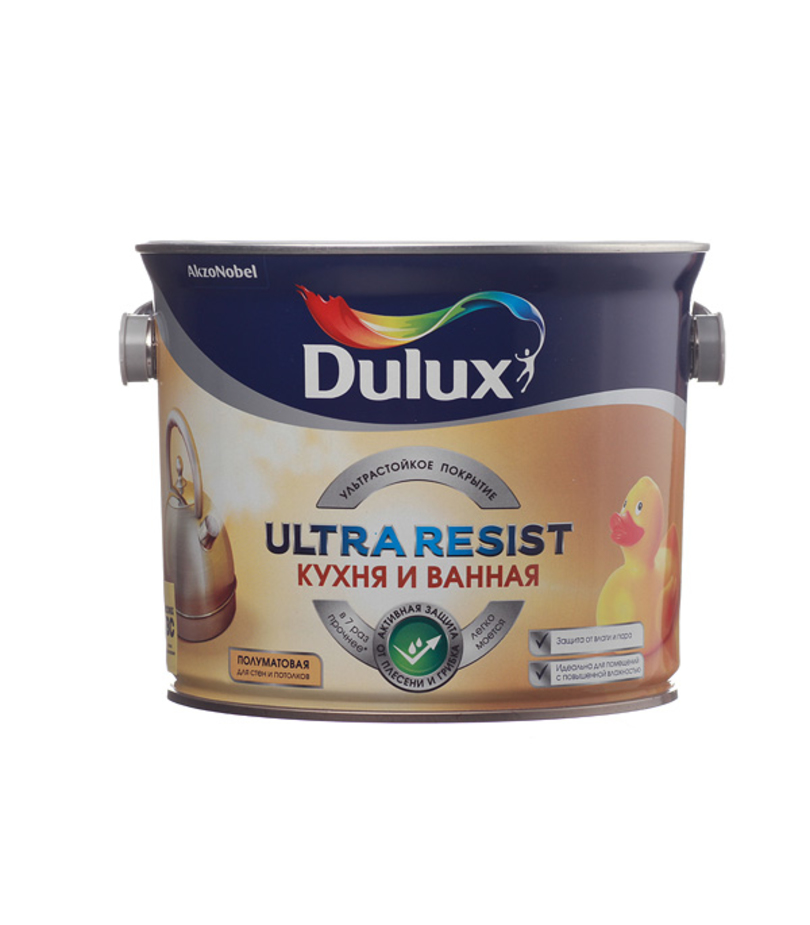 Краска моющаяся Dulux Ultra Resist кухня и ванная база BС бесцветная 2,3 л