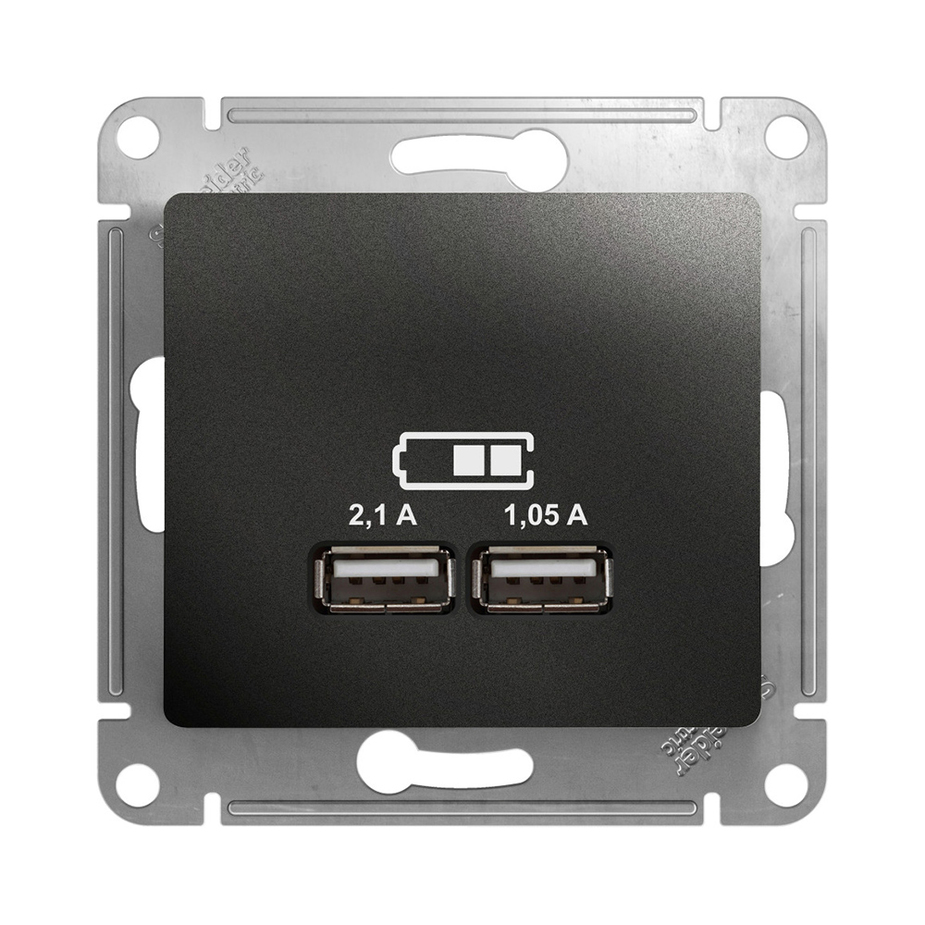 Розетка usb Schneider Electric Glossa GSL000733 скрытая установка антрацит IP20 два модуля USB