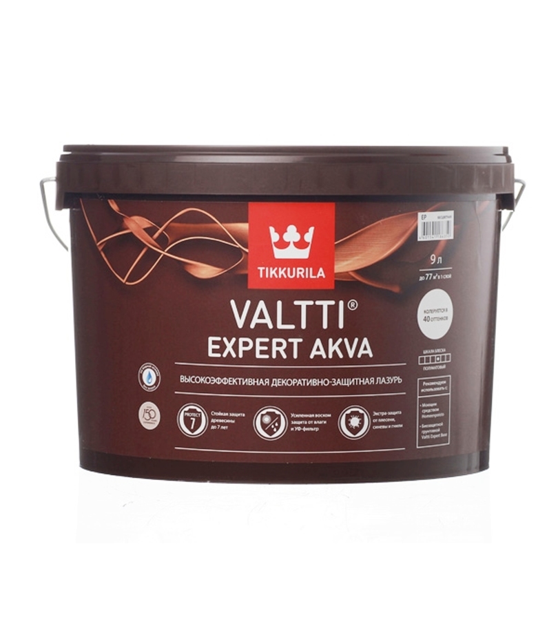 Антисептик Tikkurila Valtti Expert Akva декоративный для дерева бесцветный 9 л