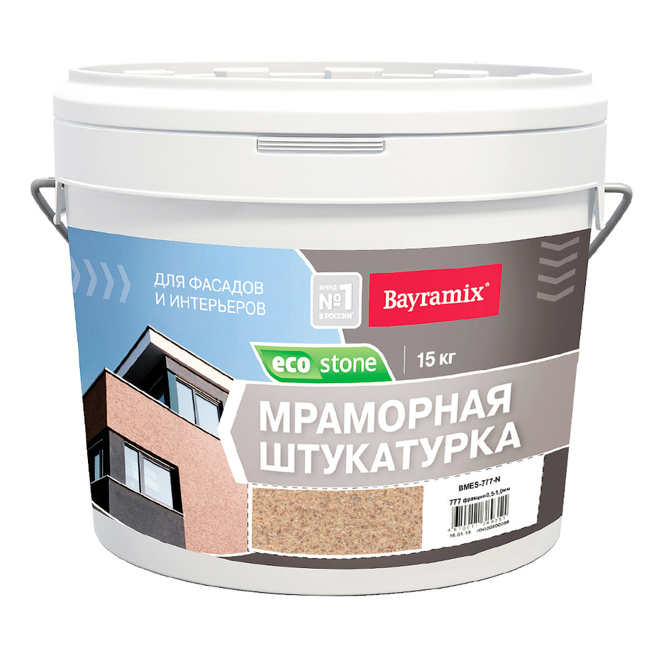 Мраморная штукатурка EcoStone Bayramix, цвет 777 15 кг