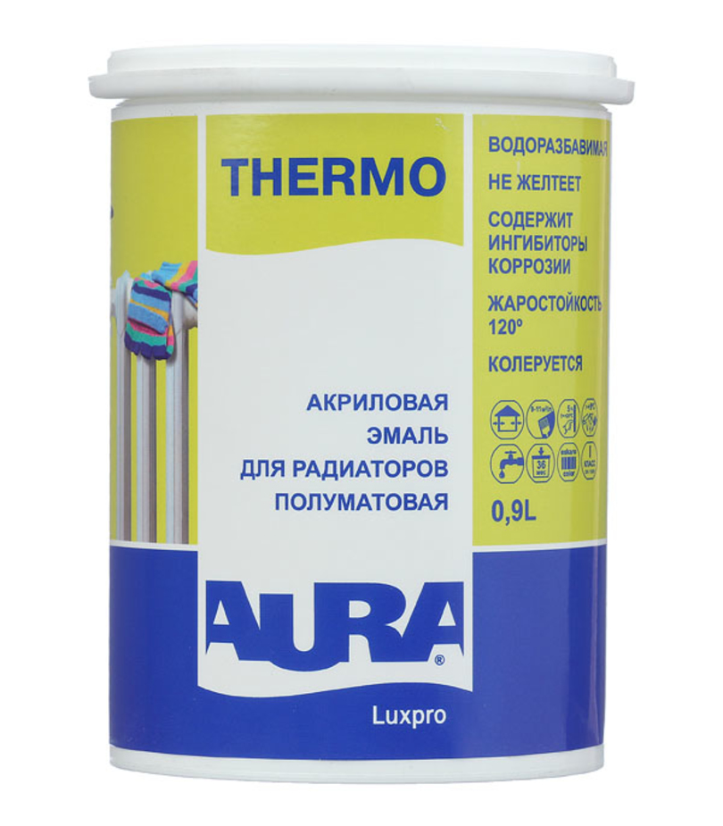 Эмаль для радиаторов в/д Aura Luxpro Thermo полуматовая 0.9 л