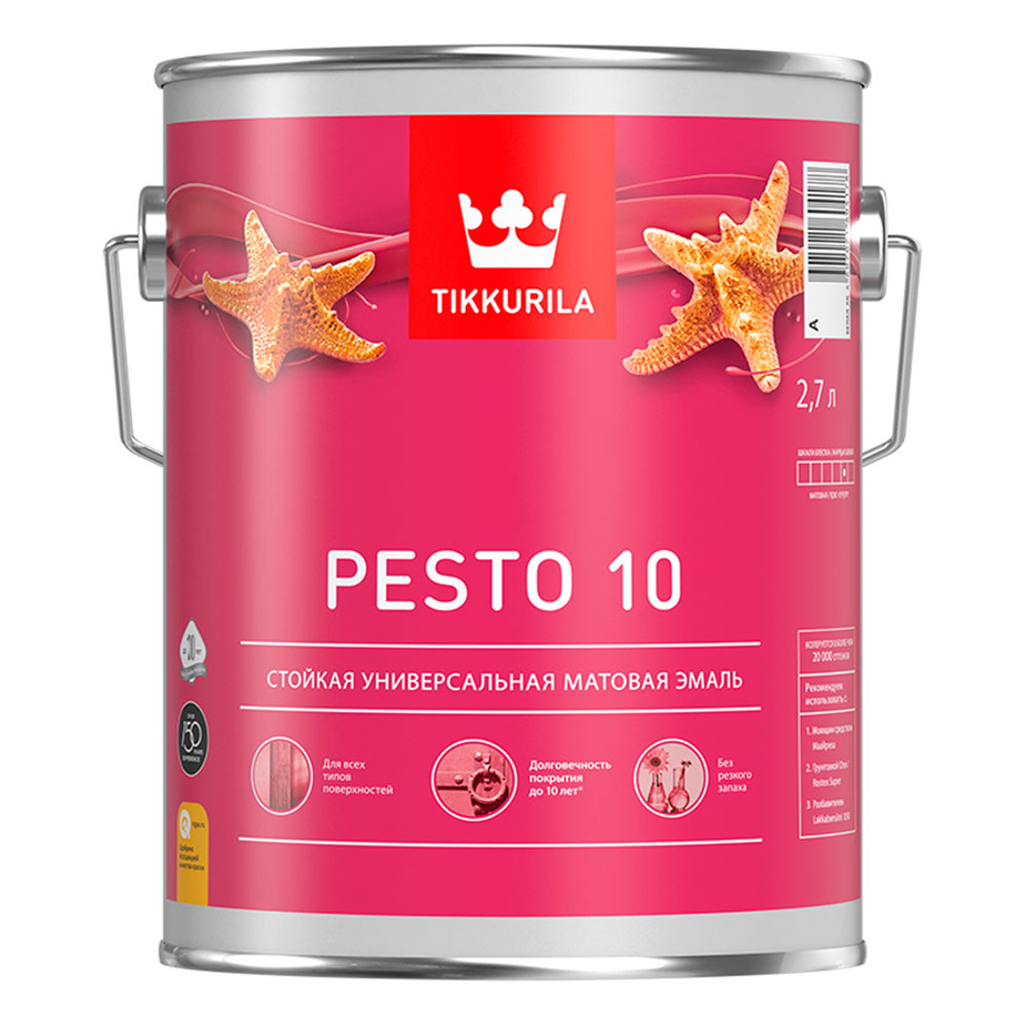 Эмаль алкидная Tikkurila Pesto 10 основа А матовая 2,7 л