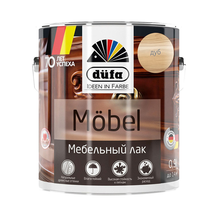 Лак алкидный мебельный Dufa Mobel дуб 0,9 л глянцевый