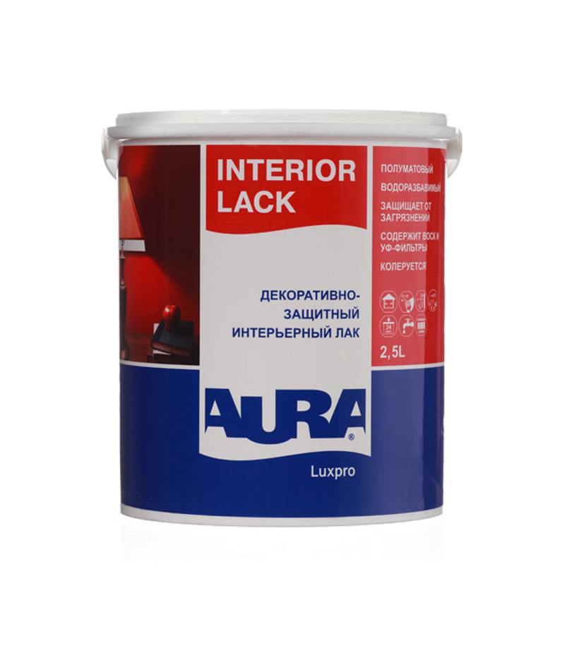 Лак акриловый Aura Luxpro Interior Lack бесцветный 2,5 л полуматовый