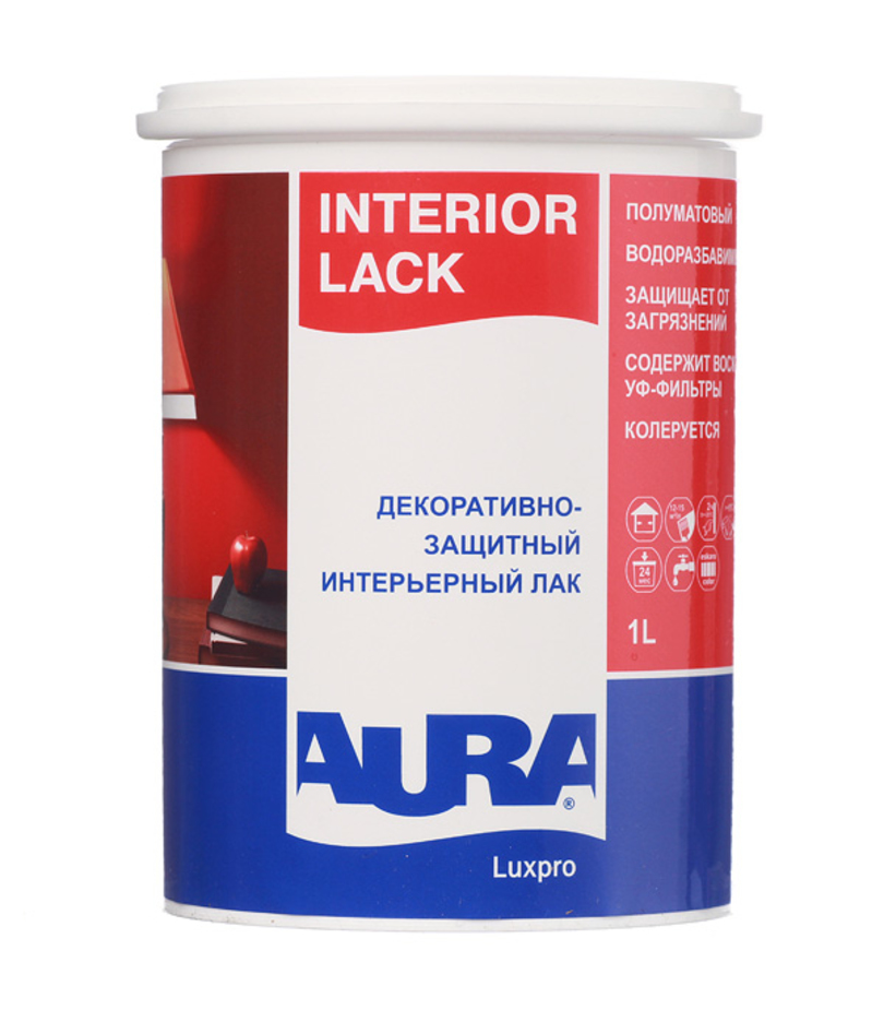 Лак акриловый Aura Luxpro Interior Lack бесцветный 1 л полуматовый