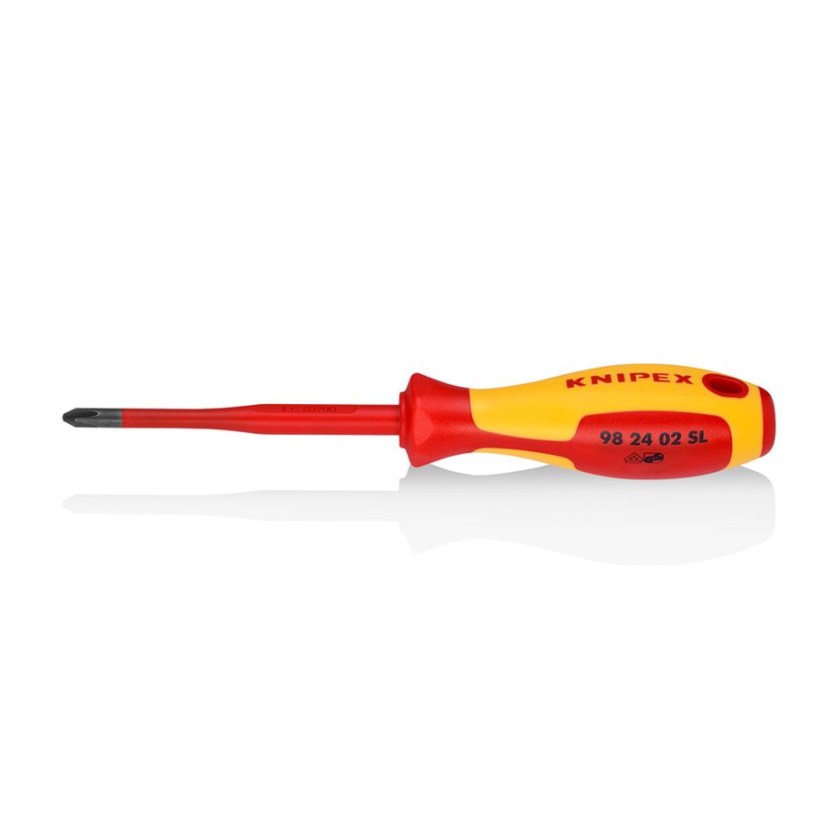 Отвертка диэлектрическая крестовая 212 мм 1000 В Knipex (KN-982402SL) PH2