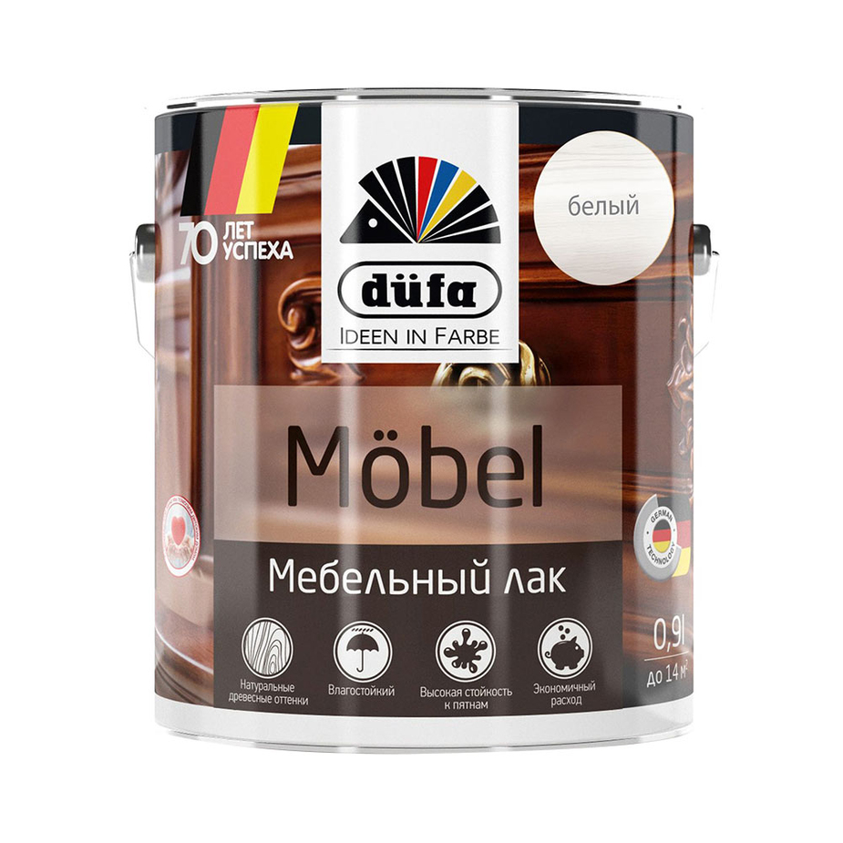 Лак алкидный мебельный Dufa Mobel белый 0,9 л глянцевый