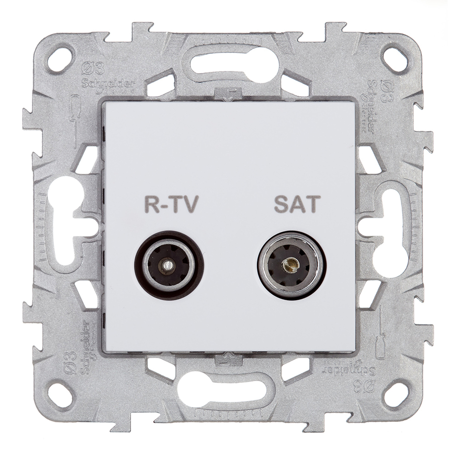 Розетка телевизионная Schneider Electric Unica NEW NU545618 проходная R-TV-SAT скрытая установка белая