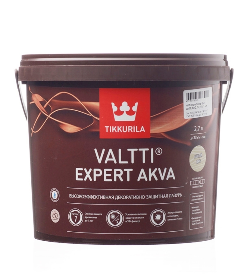 Антисептик Tikkurila Valtti Expert Akva декоративный для дерева белый дуб 2,7 л