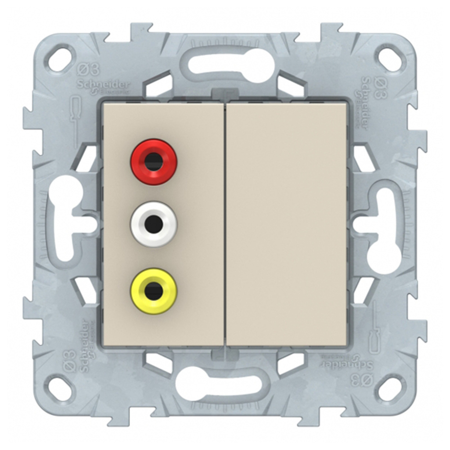 Розетка аудио Schneider Electric Unica NEW NU543144 скрытая установка бежевая 3 выхода RCA