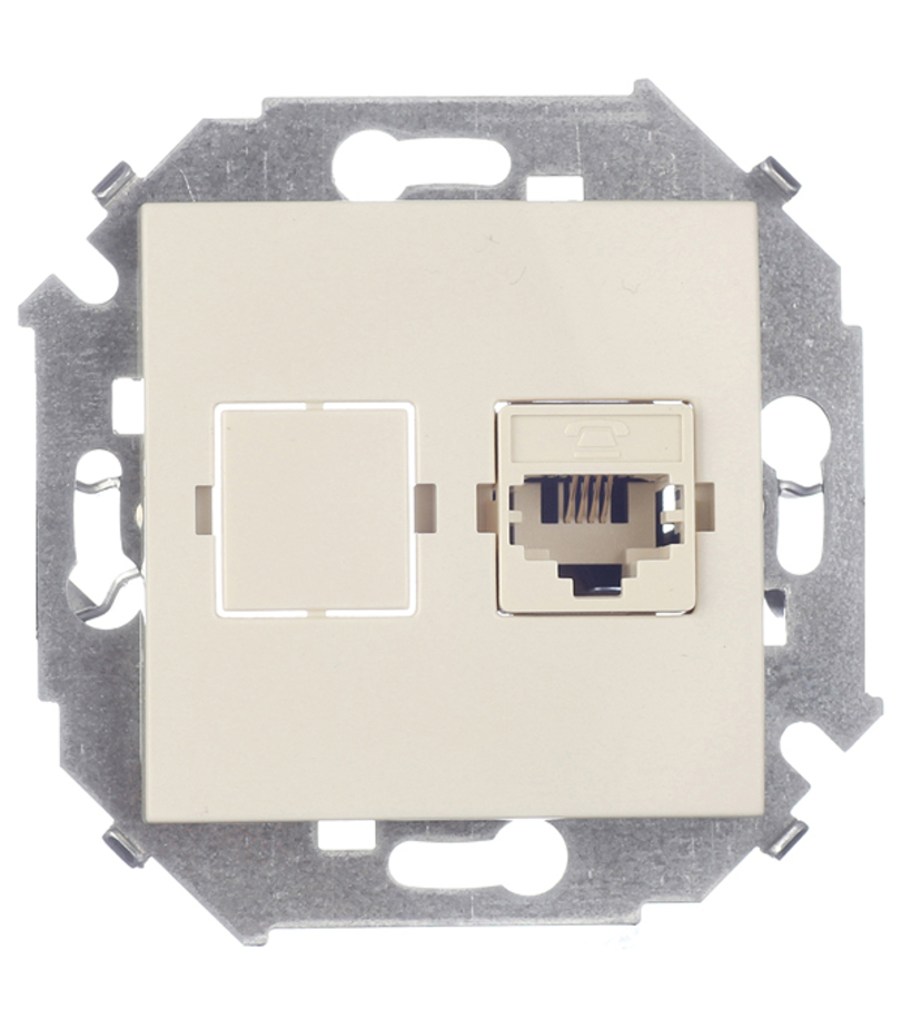 Розетка телефонная Simon 15 1591480-031 скрытая установка слоновая кость один модуль RJ11 cat 5е