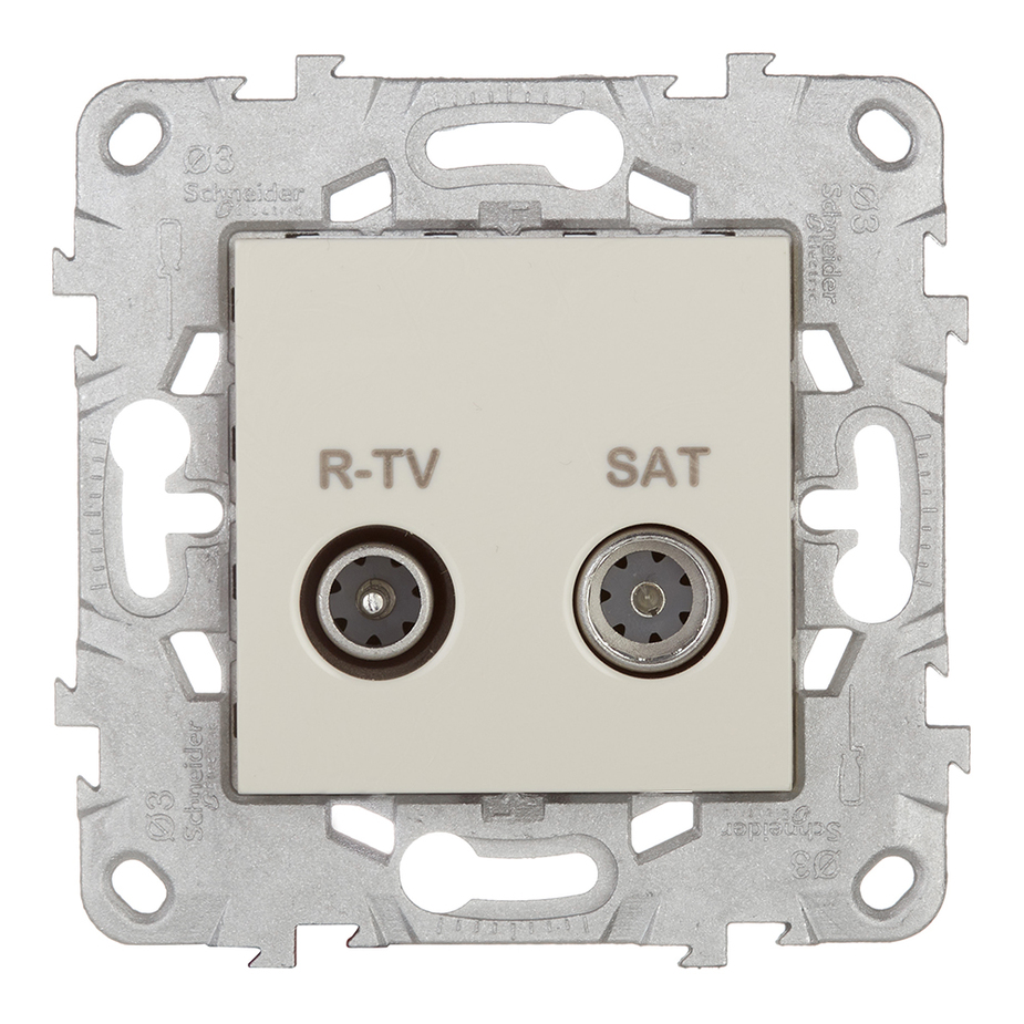 Розетка телевизионная Schneider Electric Unica NEW NU545444 одиночная R-TV-SAT скрытая установка бежевая