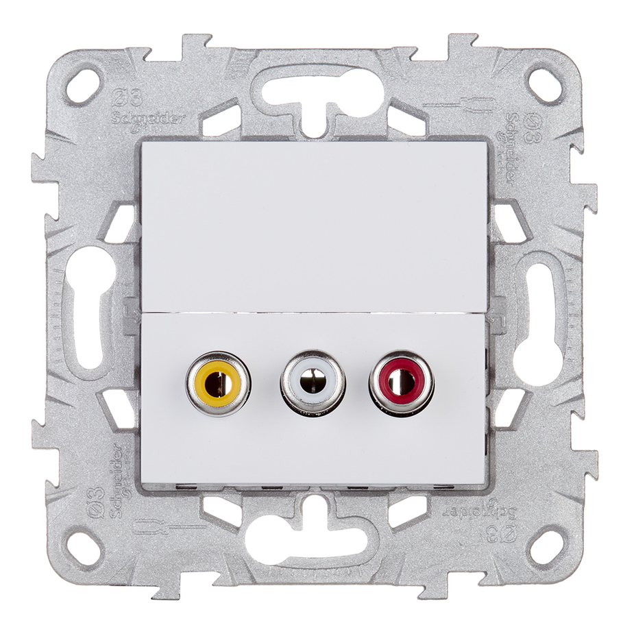 Розетка аудио Schneider Electric Unica NEW NU543118 скрытая установка белая 3 выхода RCA