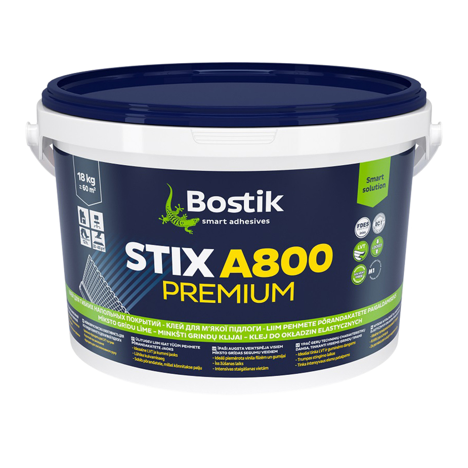 Клей для гибких напольных покрытий Bostik Stix A800 Premium 18 кг