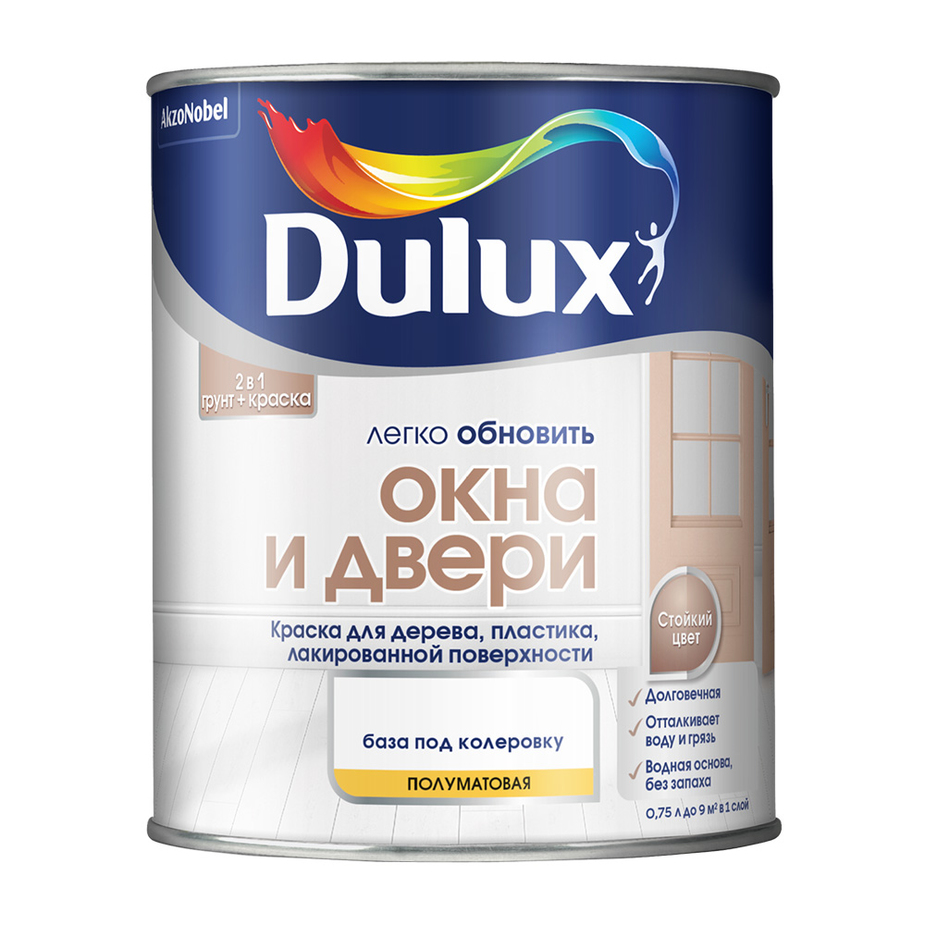 Краска Dulux Окна и Двери белая основа BW 0,75 л